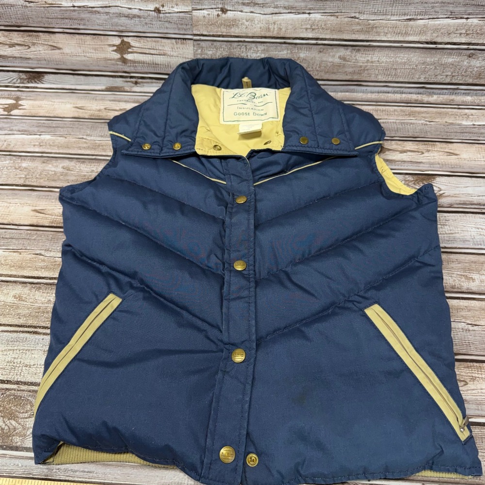 L.L. Bean Puffer Vest Women Small Blue Vintage Goose Down Insulated